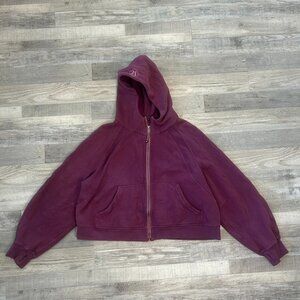 Lululemon Plum Full Zip Cropped Scuba Hoodie Women's XL/XXL Long Sleeve L21